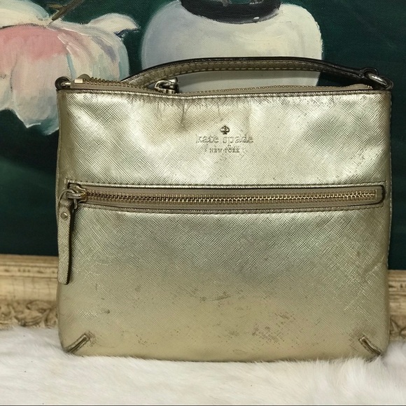 KATE SPADE Saffiano Leather Crossbody Tenley Gold - Picture 2 of 8